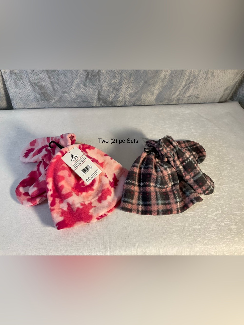 Kids 2-Piece Pink Fleece Hat Set